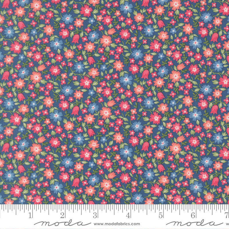 A Cat Named Stitch Lucky Small Floral Sea - 55342 14  - by Camille Roskelley for Moda