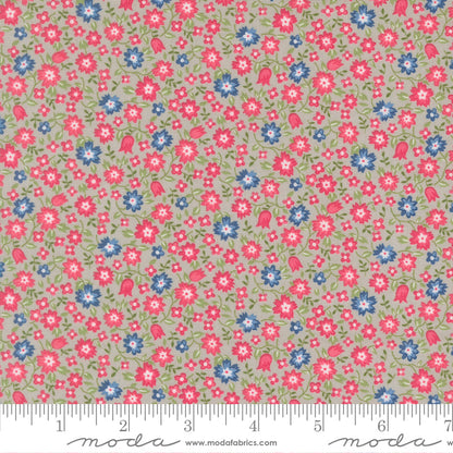 A Cat Named Stitch Lucky Small Floral Grey - 55342 15  - by Camille Roskelley for Moda