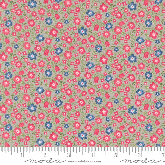 A Cat Named Stitch Lucky Small Floral Grey - 55342 15  - by Camille Roskelley for Moda