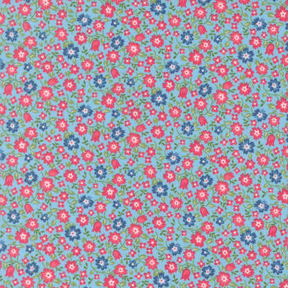 A Cat Named Stitch Lucky Small Floral Sky - 55342 12  - by Camille Roskelley for Moda