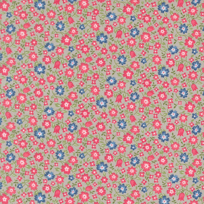 A Cat Named Stitch Lucky Small Floral Grey - 55342 15  - by Camille Roskelley for Moda