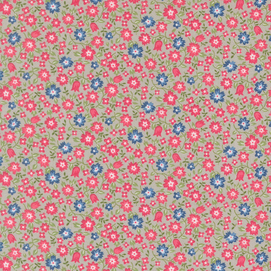 A Cat Named Stitch Lucky Small Floral Grey - 55342 15  - by Camille Roskelley for Moda