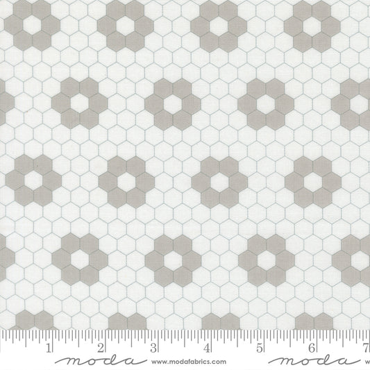 A Cat Named Stitch Hexagons Cream Grey- 55343 25  - by Camille Roskelley for Moda