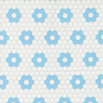 A Cat Named Stitch Hexagons Cream Sky- 55343 22  - by Camille Roskelley for Moda