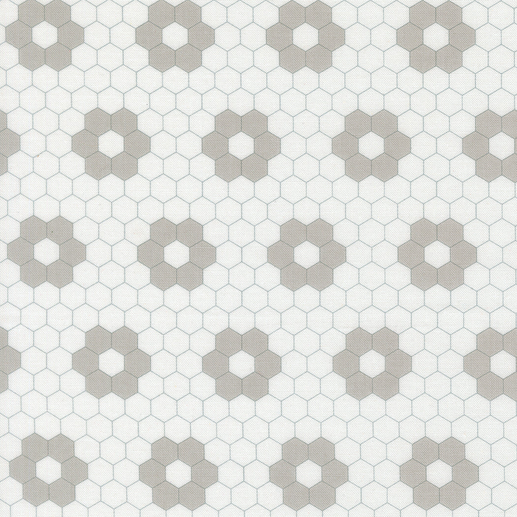 A Cat Named Stitch Hexagons Cream Grey- 55343 25  - by Camille Roskelley for Moda