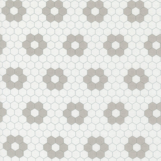 A Cat Named Stitch Hexagons Cream Grey- 55343 25  - by Camille Roskelley for Moda