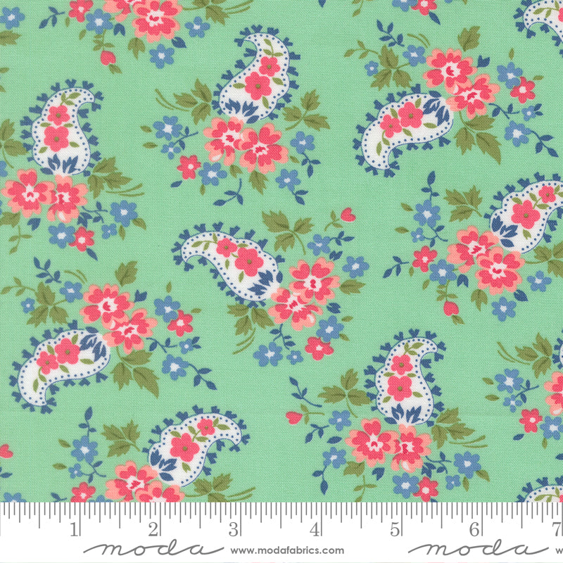 A Cat Named Stitch Sweet Paisley Floral Green  - 55346 19  - by Camille Roskelley for Moda (Copy)
