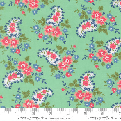A Cat Named Stitch Sweet Paisley Floral Green  - 55346 19  - by Camille Roskelley for Moda (Copy)