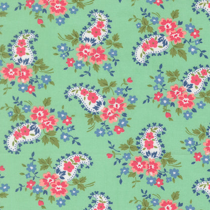 A Cat Named Stitch Sweet Paisley Floral Green  - 55346 19  - by Camille Roskelley for Moda (Copy)