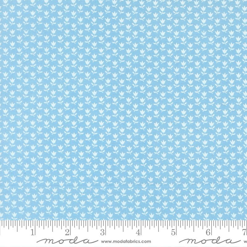 A Cat Named Stitch June Small Floral Tulip Sky - 55347 12  - by Camille Roskelley for Moda