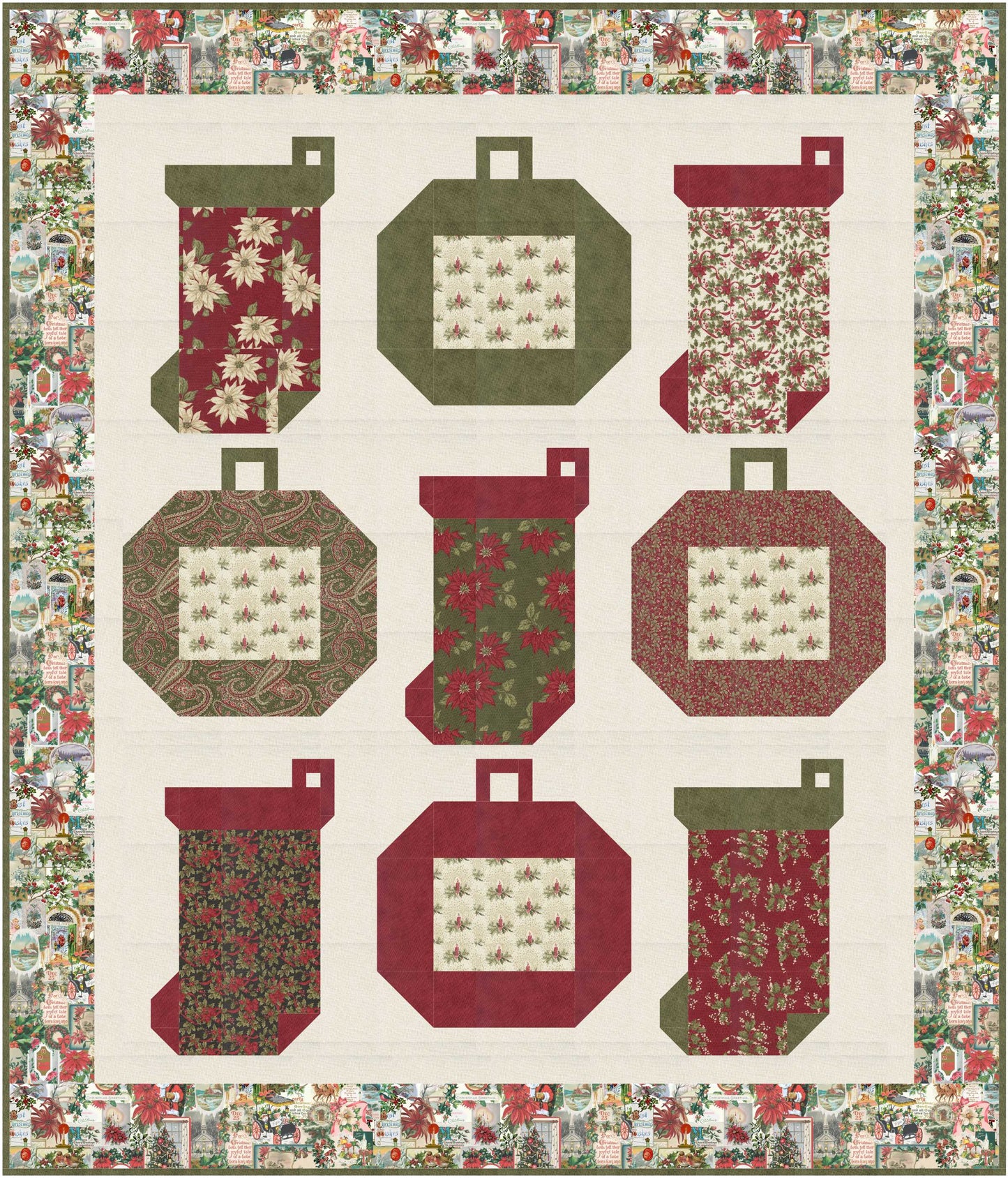 Christmas by the Fireplace Quilt Kit featuring Candlelight Christmas by 3 Sisters for Moda