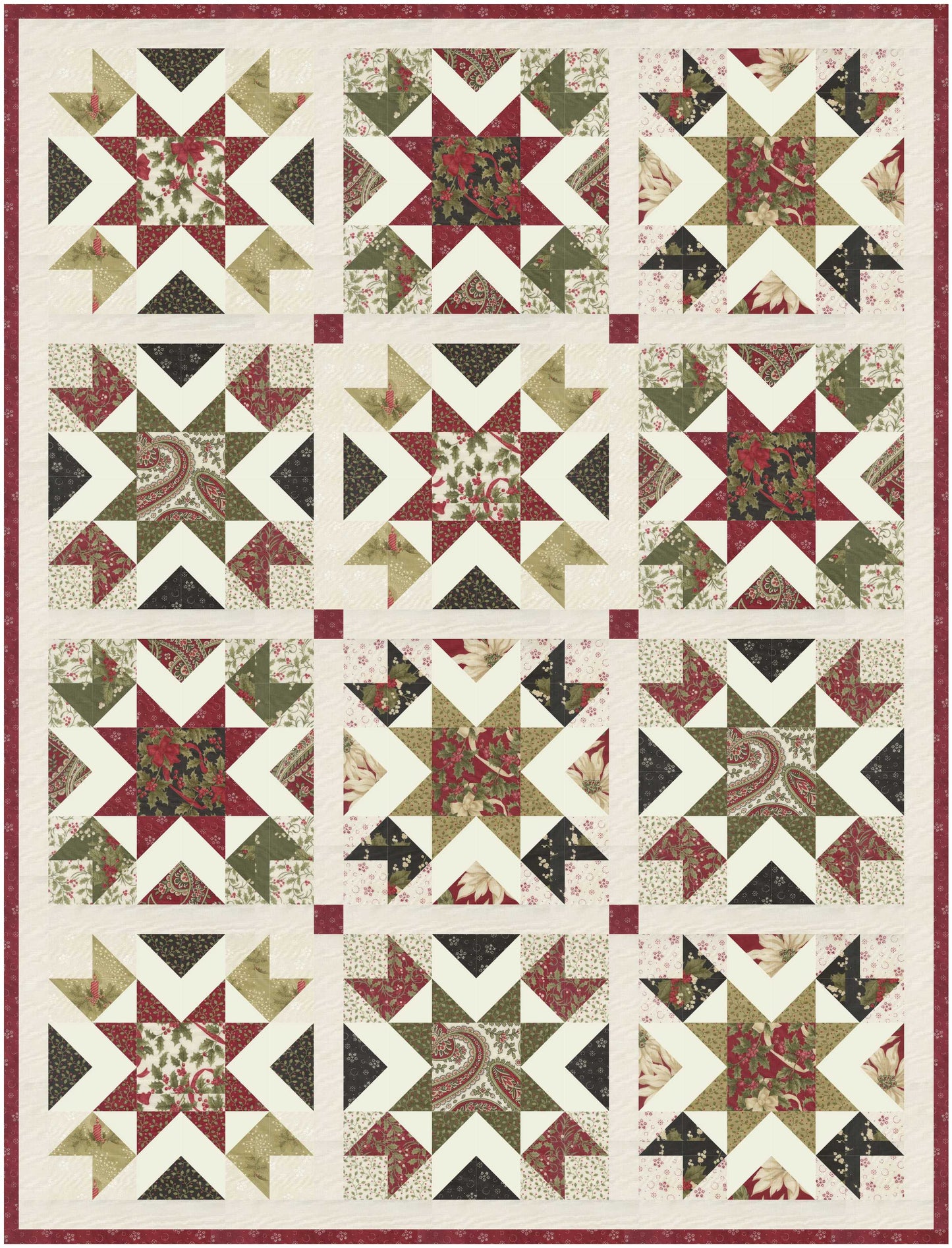 Louisa Quilt Kit featuring Candlelight Christmas by 3 Sisters for Moda