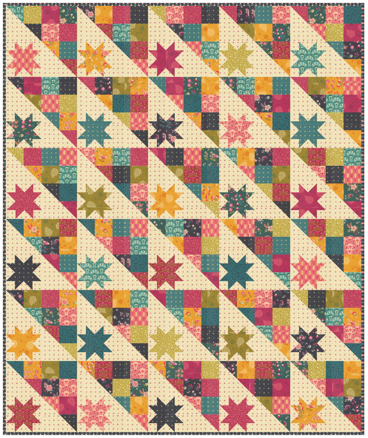 Hodgepodge Quilt Kit featuring Sitara fabrics by Crystal Manning for Moda