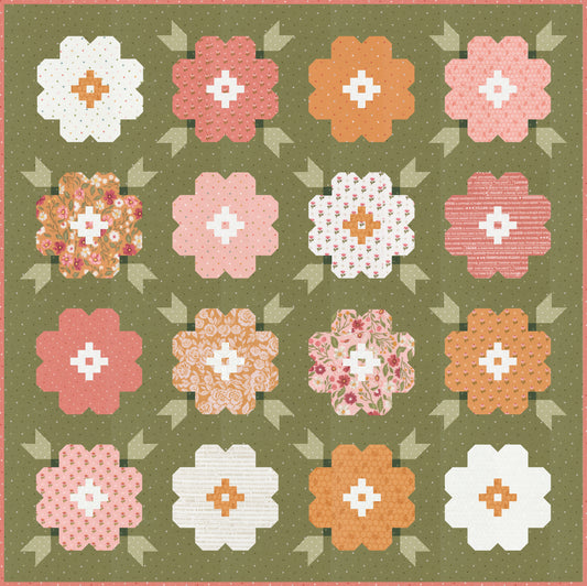 Vintage Blooms Quilt Kit (Green) featuring Wild Honey by Lella Boutique